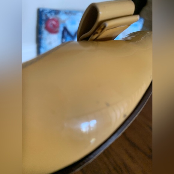 Salvatore Ferragamo Sz 6.5 Patent Yellow Leather Vara Bow Chunky Italy Ballet - Picture 11 of 13